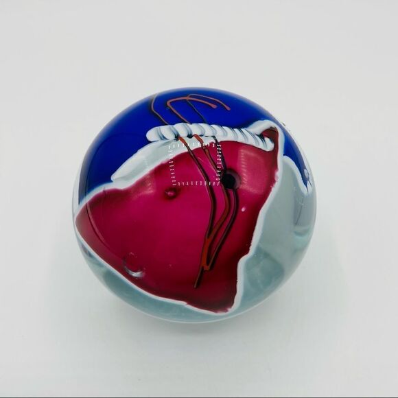 Vintage 1992 James R. Wilbat Glass Contemporary Design Paperweight - Picture 1 of 7